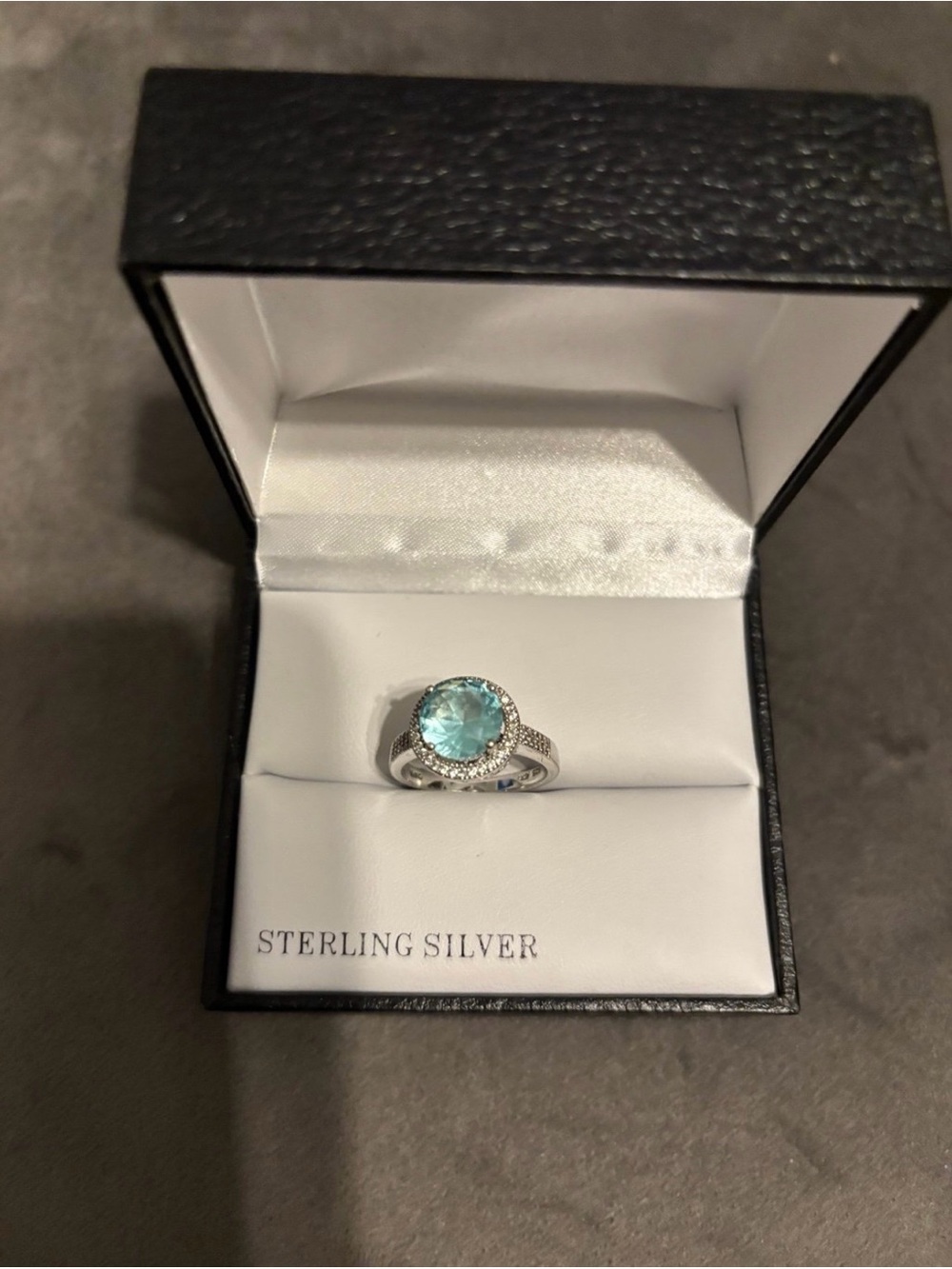 Sterling Silver Blue Cubic Zirconia Ring Size 9